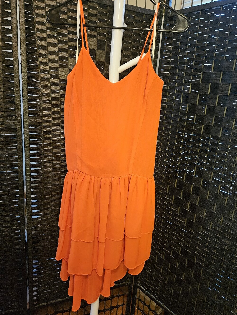 BCBGeneration Orange Tiered Spaghetti Strap Dress